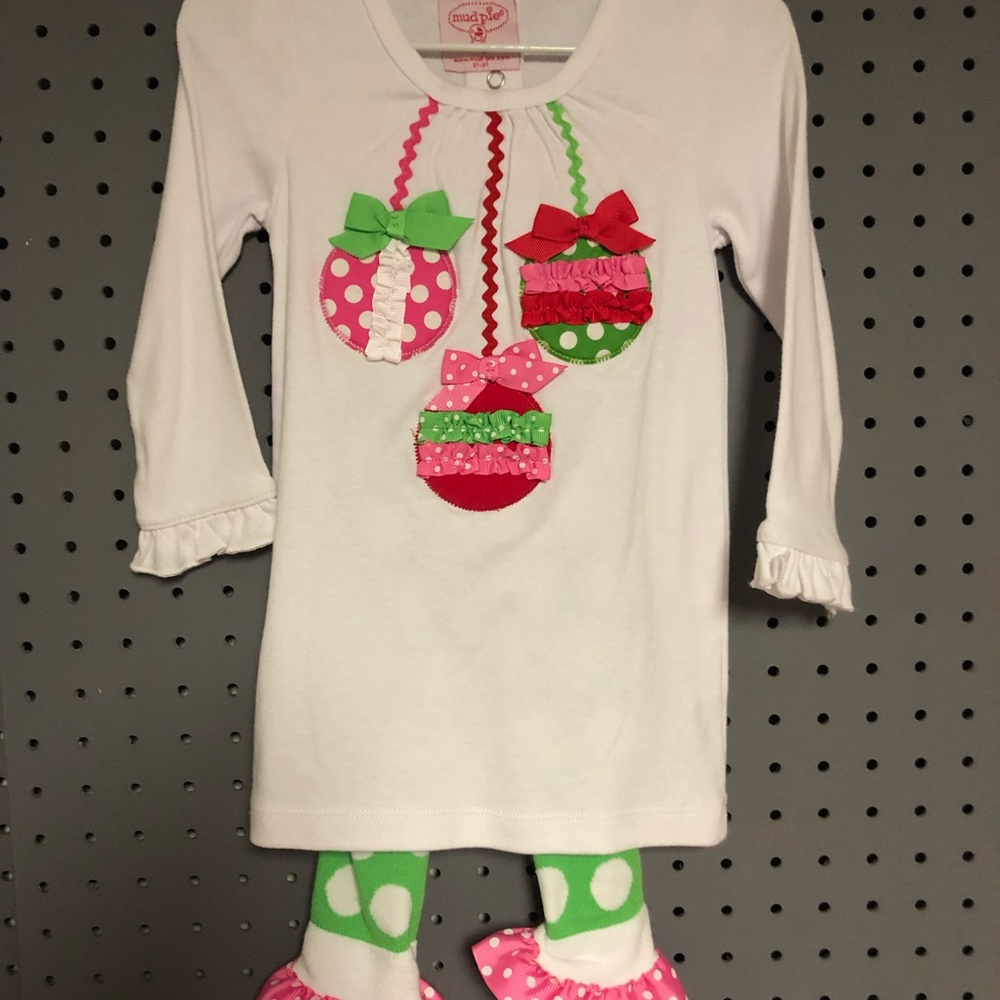 Ornament Dress with Footed Ruffled Tights